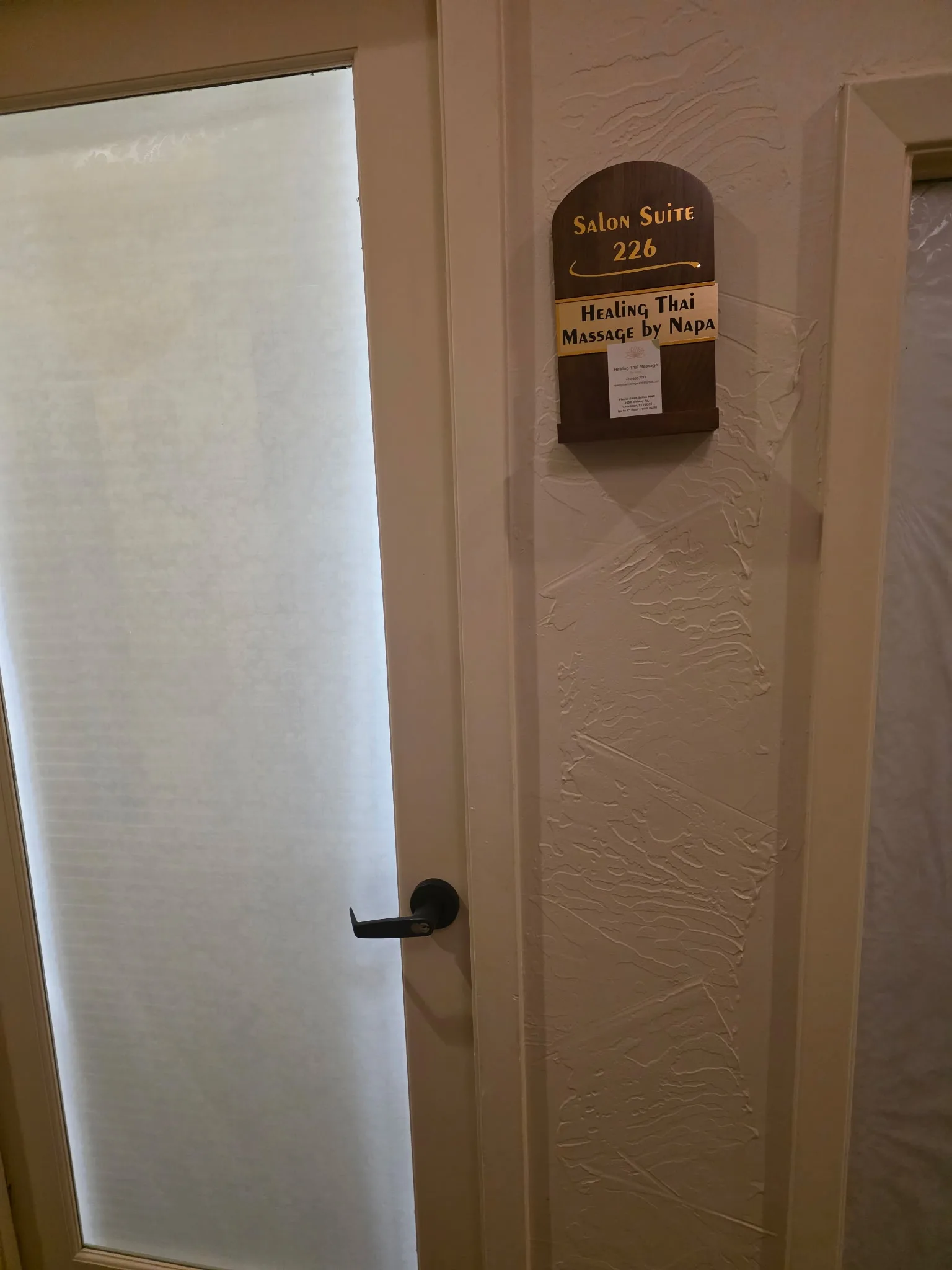 Healing Thai Massage by Napa studio entrance - Salon Suite 226